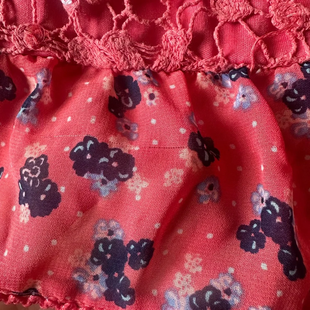 Justice Girls Coral Crochet Floral Tie Back Tank Top Size 10